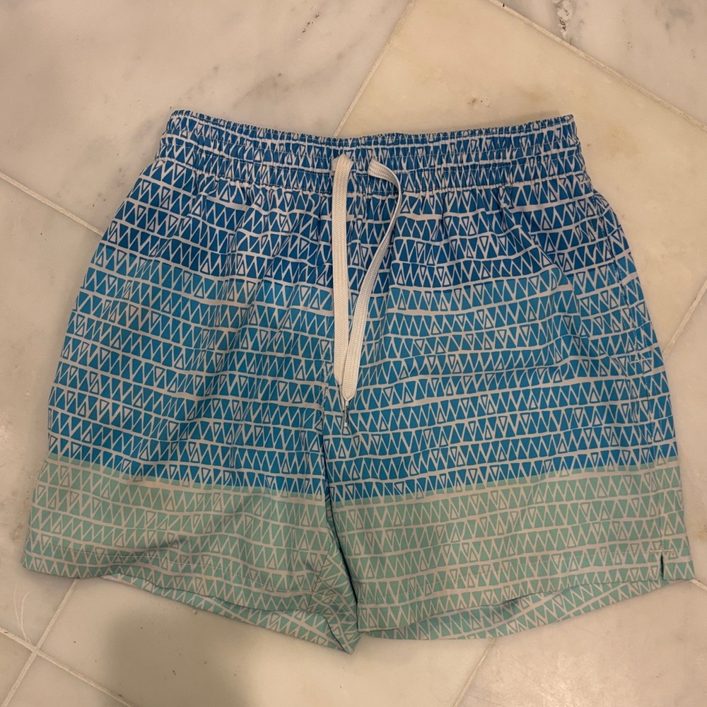 Chubbies Blue and White Patterned Swim Shorts size small